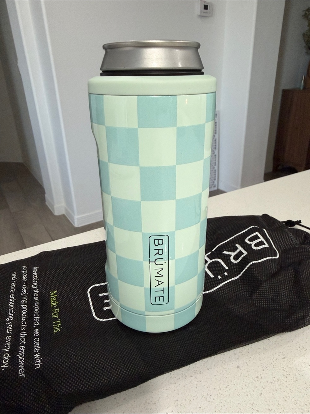 Brumate slim 12 oz seafoam checker